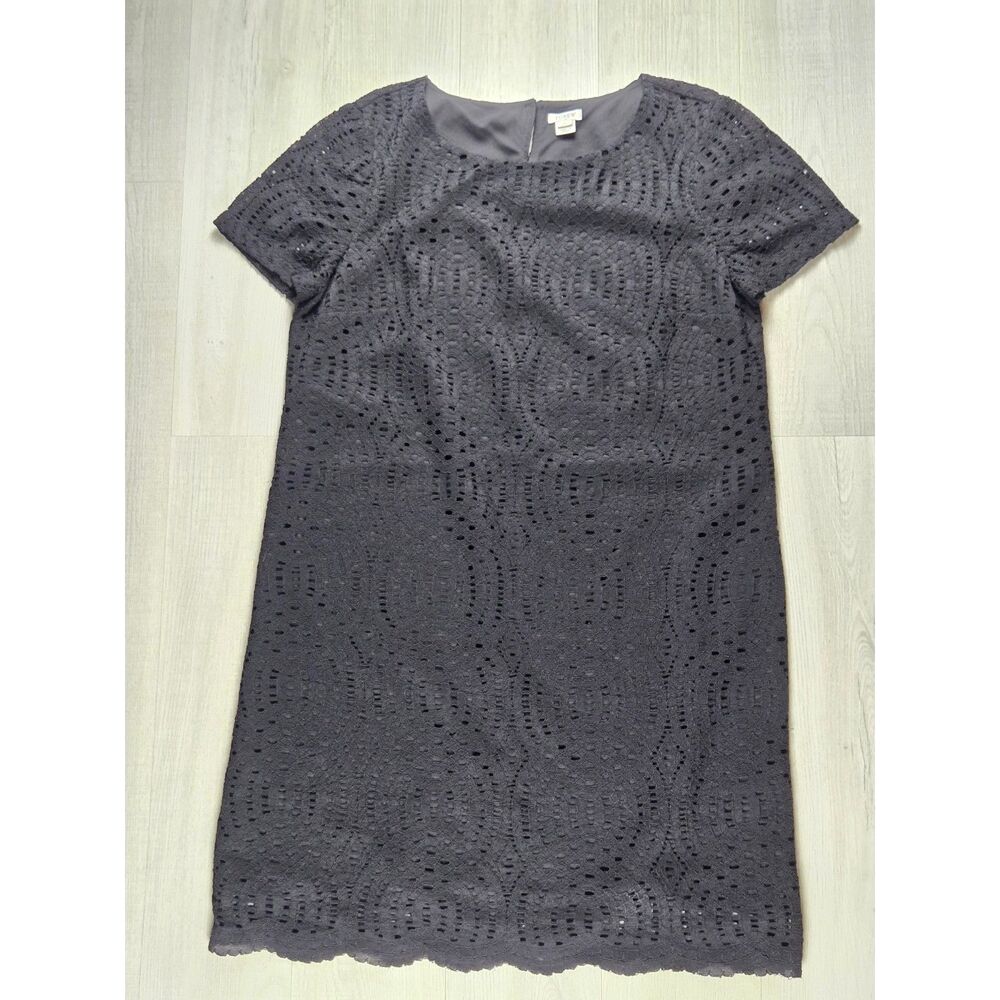 J.Crew Black Textured Lace Short Sleeve Cocktail Party Dress Size 10 SP18